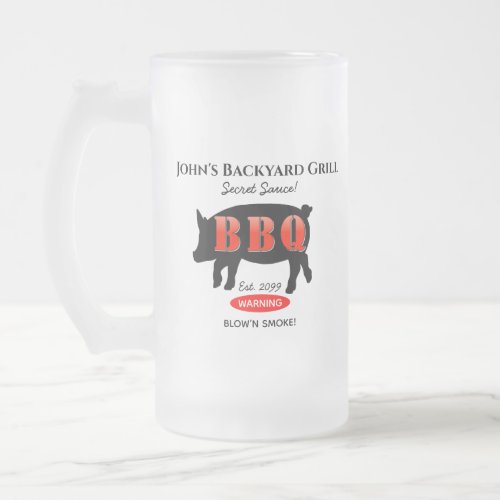 Backyard Grill Master Grilling BBQ Frosted Glass Beer Mug