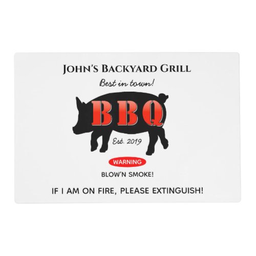 Backyard Grill Master Grilling BBQ Laminated Placemat