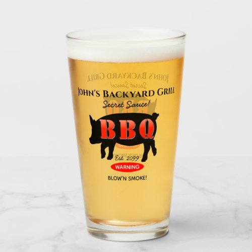 Backyard Grill Master Grilling BBQ Pint Beer Glass