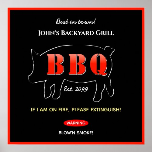 Backyard Grill Master Grilling BBQ Poster Print