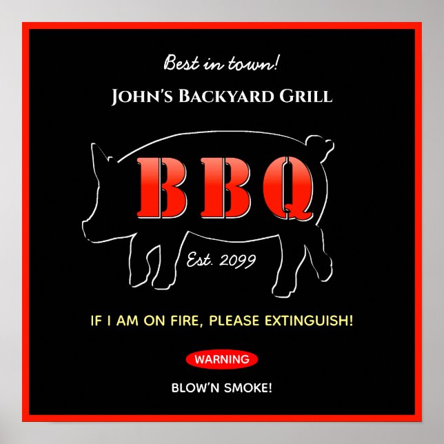 Backyard Grill Master Grilling BBQ Poster Print (Front)