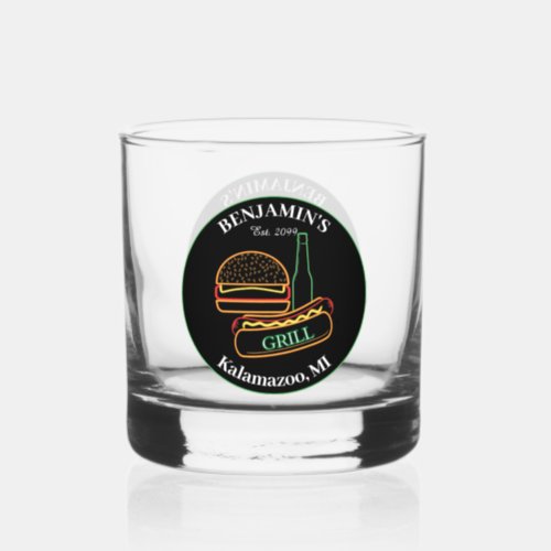  Backyard Grill with Burgers Drinkware Cocktail  Whiskey Glass