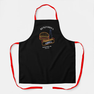  Backyard Grill with Burgers Hot Dogs Beer Apron