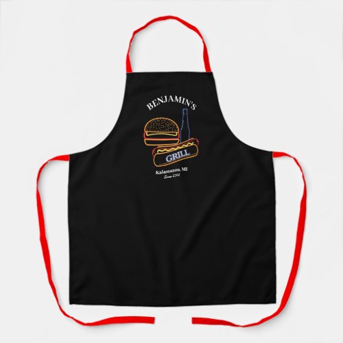  Backyard Grill with Burgers Hot Dogs Beer Apron