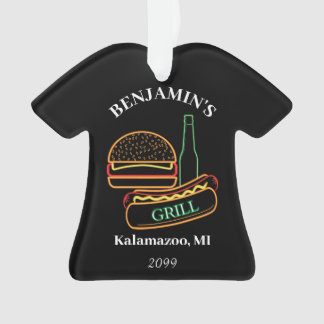  Backyard Grill with Burgers Hot Dogs Beer Ornament