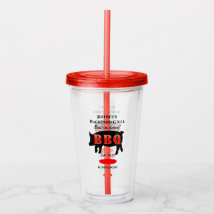 Backyard Grilling BBQ Acrylic Tumbler Glass Lid