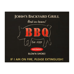 Backyard Grilling BBQ Rustic Birch Wood Wall Art