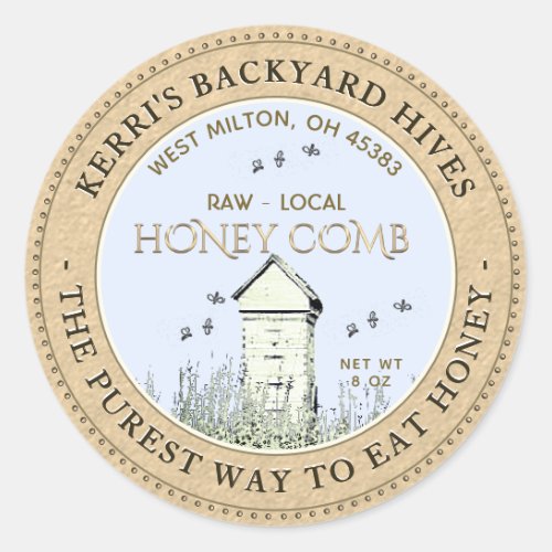 Backyard Hive Pure Raw Local Honeycomb Label 