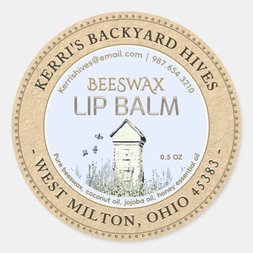 Backyard Hives Beeswax Lip Balm Mini Label Kraft 