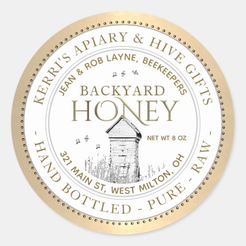 Backyard Hives Gold Honey Label Hand Bottled Raw