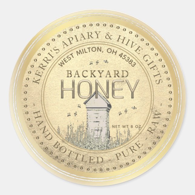 Backyard Hives Honey Label Gold Grunge (Front)