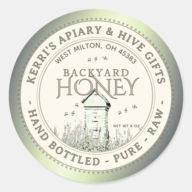 Backyard Hives Honey Label Hand Bottled Raw (Front)