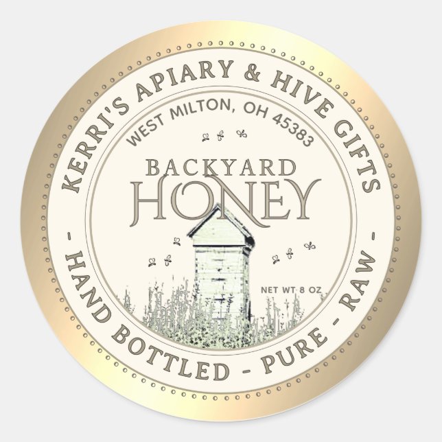 Backyard Hives Honey Label Hand Bottled Raw (Front)