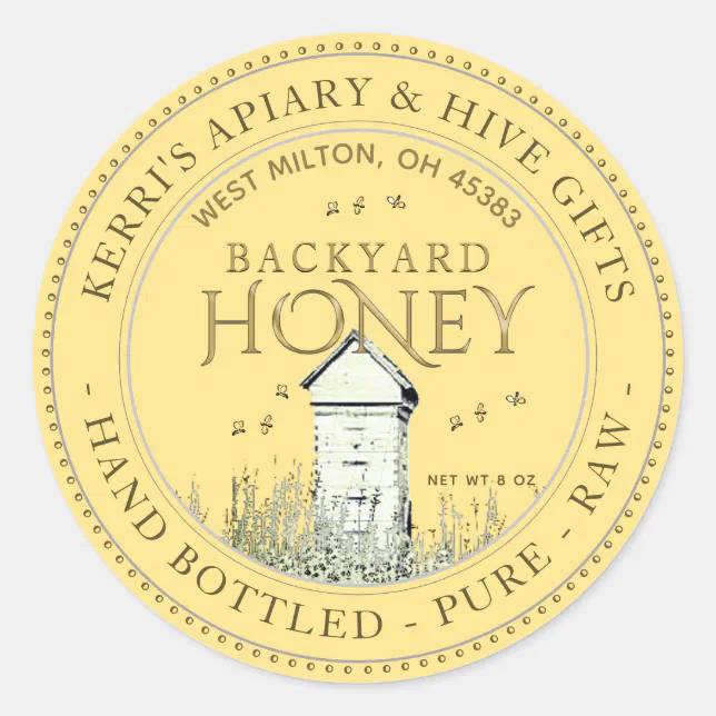 Backyard Hives Honey Label Hand Bottled Raw | Zazzle