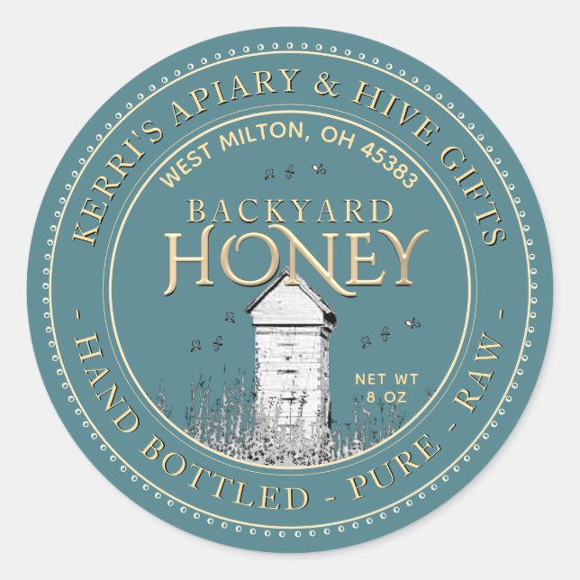 Backyard Hives Honey Label Hand Bottled Raw (Front)