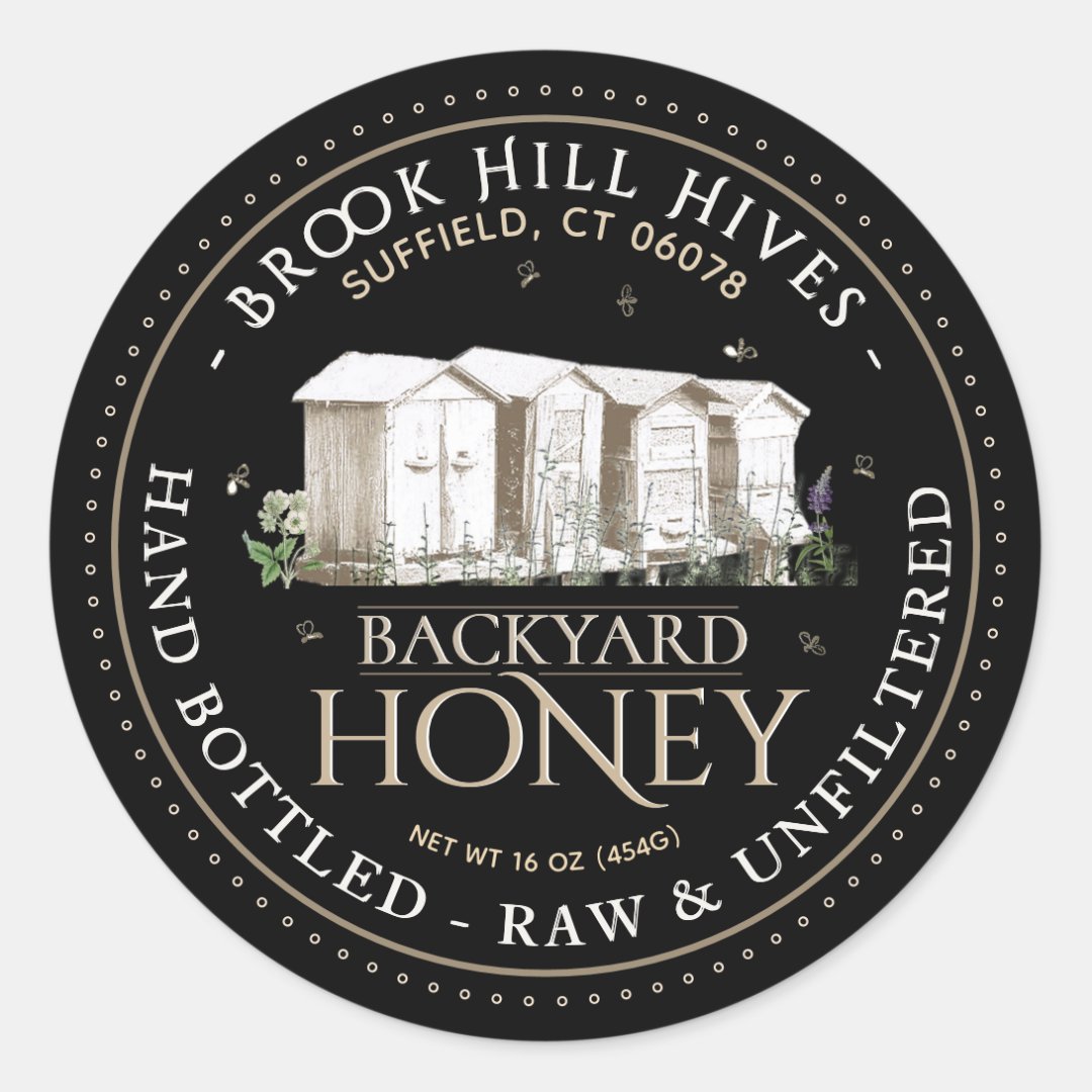 Backyard Hives Honey Label Hand Bottled Raw | Zazzle