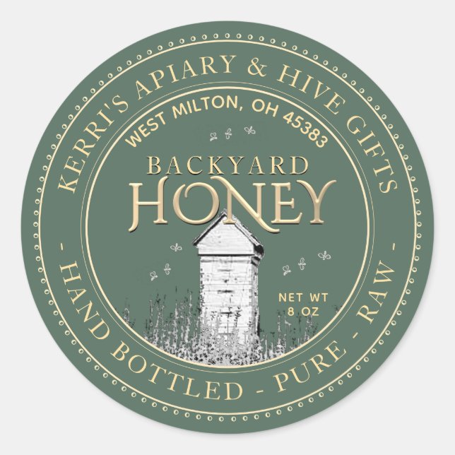 Backyard Hives Honey Label Hand Bottled Raw (Front)