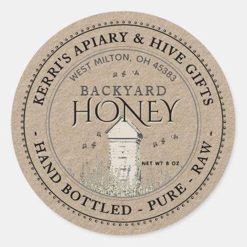 Backyard Hives Honey Label Hand Bottled Raw 