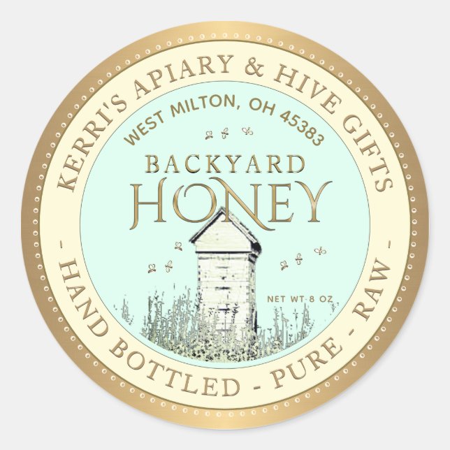 Backyard Hives Honey Label Hand Bottled Raw (Front)