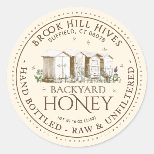 Backyard Hives Honey Label Hand Bottled Raw