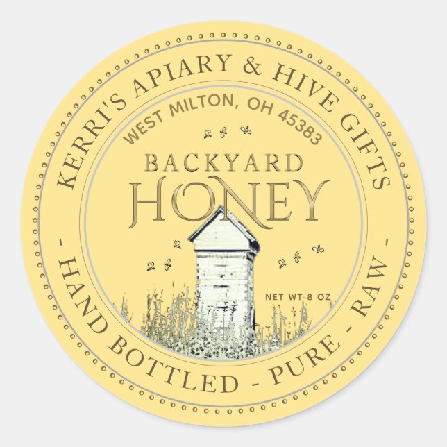 Backyard Hives Honey Label Hand Bottled Raw (Front)