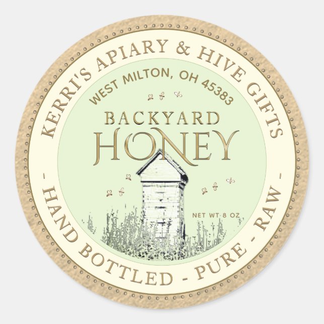 Backyard Hives Honey Label Hand Bottled Raw (Front)