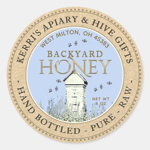 Backyard Hives Honey Label Hand Bottled Raw Kraft 