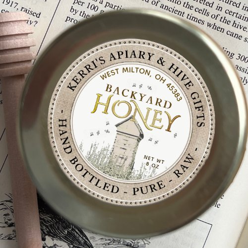 Backyard Hives Honey Label Hand Bottled Raw Linen
