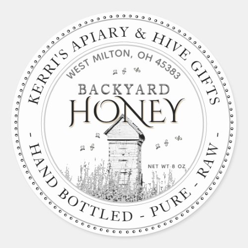 Backyard Hives Honey Label Hand Bottled Raw White