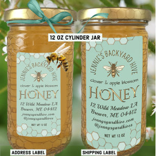 Backyard Honey Bee with Honeycomb Green Label
