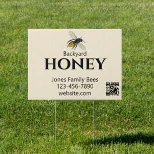 Backyard Honey Business QR Code Sign
