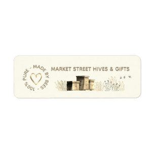Backyard Honey Ivory Flower Hives Gold Heart Bees Label