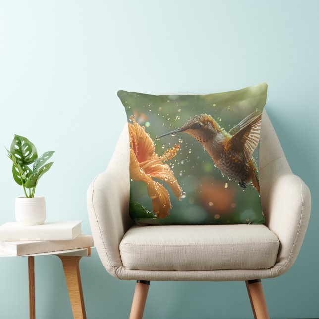 Backyard Hummingbird Feeders Throw Pillow (Chair)