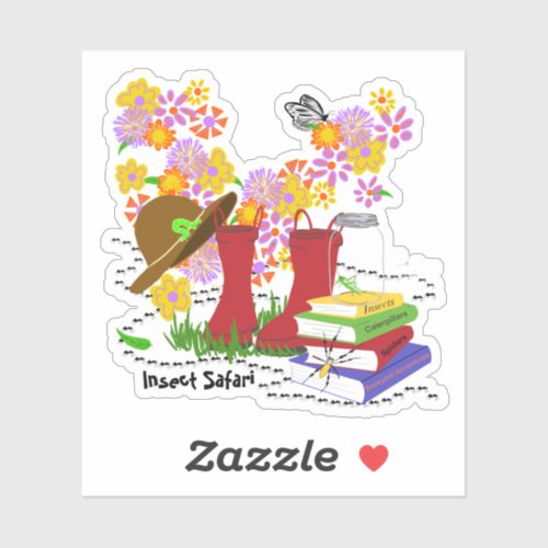 Backyard Insect Safari with flowers Sticker