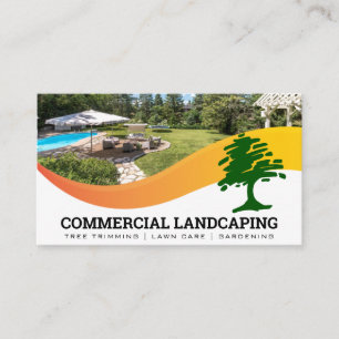 Backyard Lawn Tree Logo Landscaping Business Card