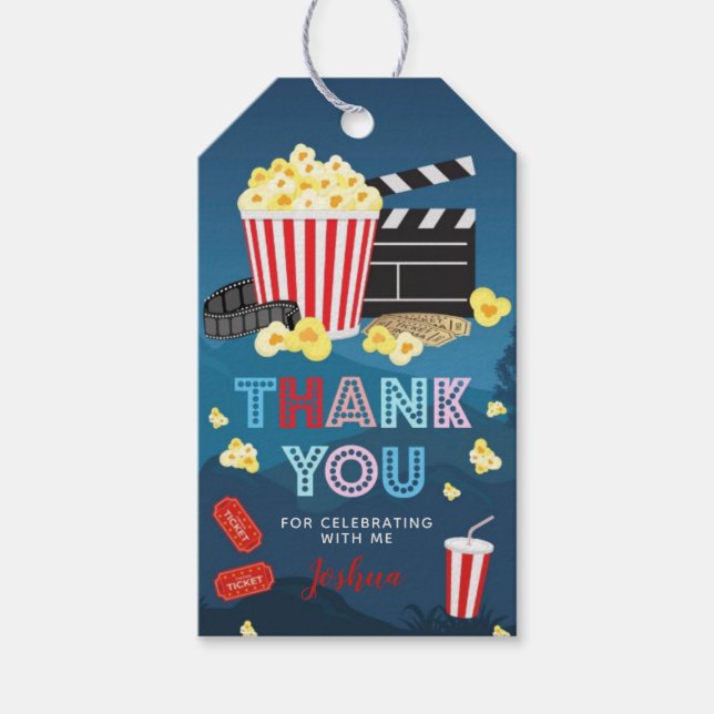 Backyard Movie Birthday Gift Tags (Front)