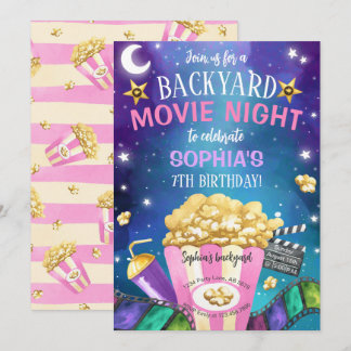 Backyard Movie Night Birthday Invitation