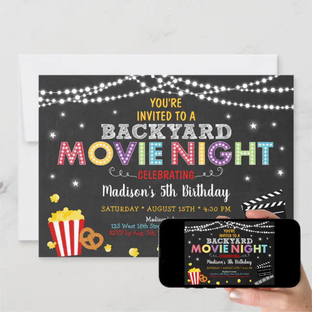 Backyard Movie Night Birthday Invitation | Zazzle