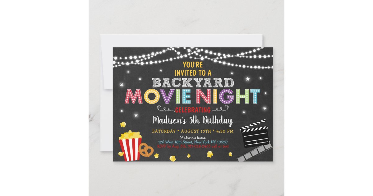 Backyard Movie Night Birthday Invitation | Zazzle