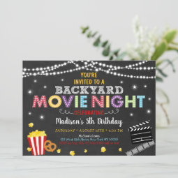 Backyard Movie Night Birthday Invitation | Zazzle