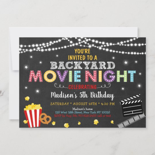 Backyard Movie Night Birthday Invitation | Zazzle.com