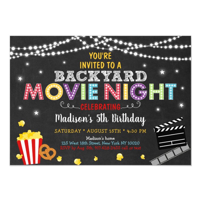 Backyard Movie Night Birthday Invitation | Zazzle.com