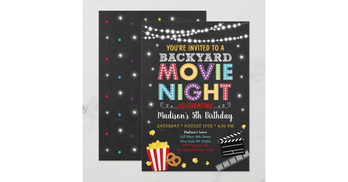 Backyard Movie Night Birthday Invitation | Zazzle
