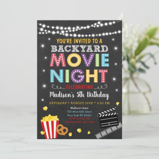 Backyard Movie Night Birthday Invitation | Zazzle