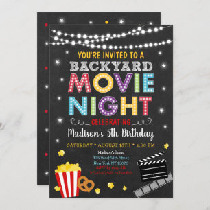Backyard Movie Night Birthday Invitation
