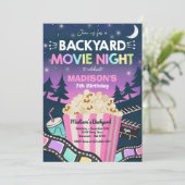 Backyard Movie Night Birthday Movie Under The Star Invitation (Standing Front)