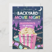 Backyard Movie Night Birthday Movie Under The Star Invitation (Front)