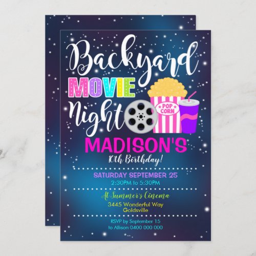 Backyard Movie Night Invitation Movies Party
