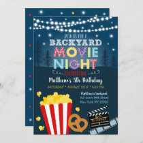 Backyard Movie Night Stars Birthday Invitation