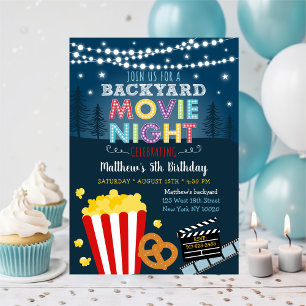 Backyard Movie Night Summer Outdoor Birthday Invitation